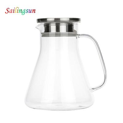 China Durable Homeware Oversized Hand Blown Thermo Proof Cooking Beverage Coffee Glass Pitcher for sale