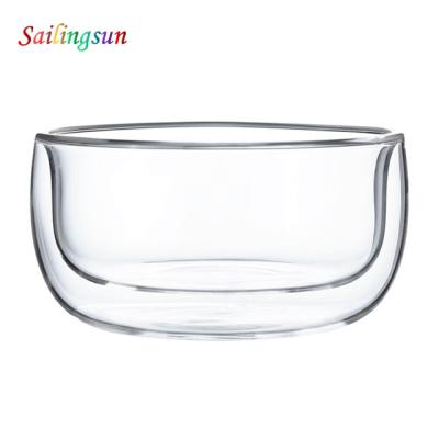 China Disposable Customize Logo Acceptable Thermo Pyrex Double Wall Cooking Glass Bowl for sale