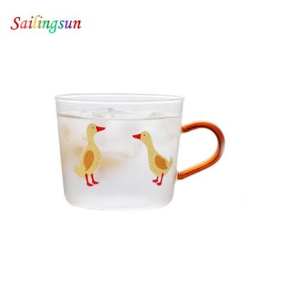 China Customized Popular Safe Food Grade Decal Proof Glass Milk Colored Thermo Coffee Mug for sale