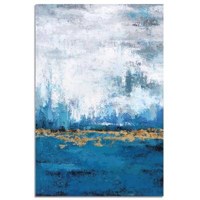 China Large Abstract Design Seascape Painting Abstract Sea Level Painting Blue For Hotel Wall Decor for sale