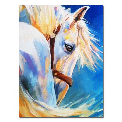 China Wholesale Modern Wall Art Modern White Horse Head Handmade Popular Animal Oil Painting for sale