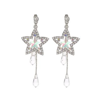 China Trendy Soft Pentagonal Star Earrings Female Temperament Personality Avant-garde Crystal Earrings for sale