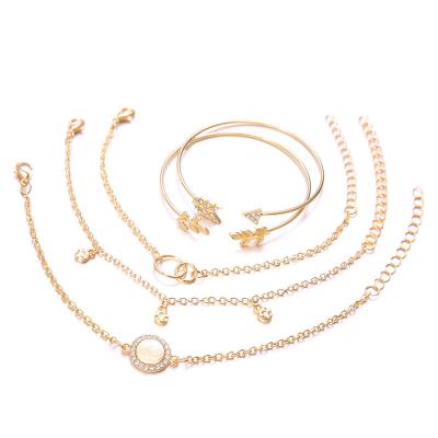 China Simple Personalized Branch Ring Diamond Bohemian Arrow Four Piece Set Bracelet for sale