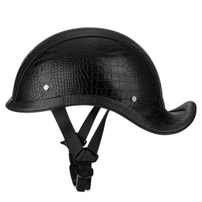 China Casco Para Moto High Quality Customizable Classic Black Motorcycle Helmet RNG/116 Retro Retro Classic Helmet With Adjustable Buckle for sale