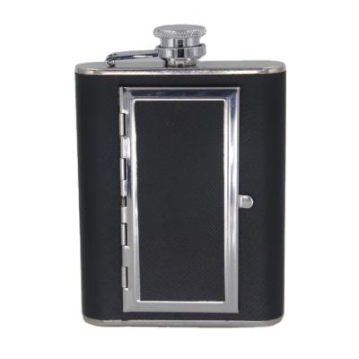 China Portable Vintage Liquor Flask Stainless Steel Hip Flask With Cigarette Box Cigarette Holder for sale