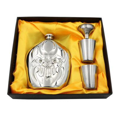 China Wholesale Creative Novelty Pattern 6oz Devil Demon Hip Flask Gift Set Alcohol Flask for sale