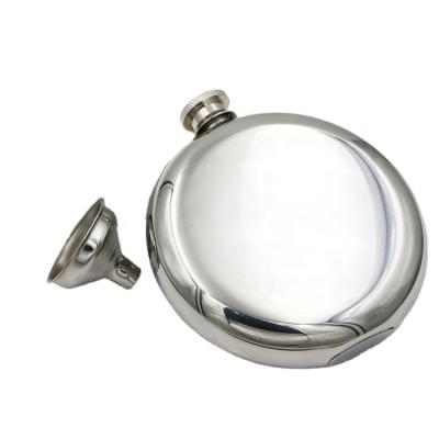 China Vintage 5oz/150ml 304 Stainless Steel Portable Shiny Round Hip Flask Mirror Polished Surface With Free Funnel Suitable For Outdoor for sale