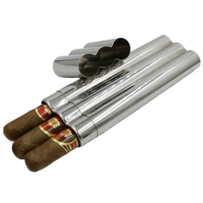 China American style 304 stainless steel cigar tube accessories portable humidor can hold three cigars waterproof to protect the cigar from being crushed for sale