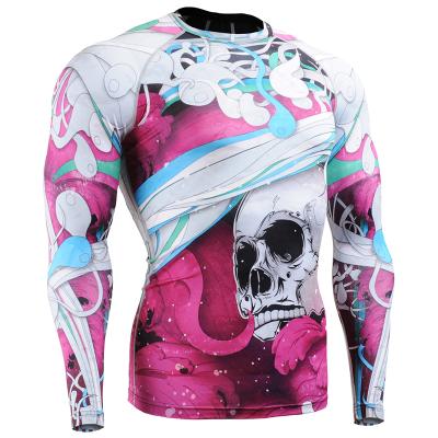 China Breathable Professional Manufacture China Long Sleeve Custom Printed Rash Guard For Men for sale