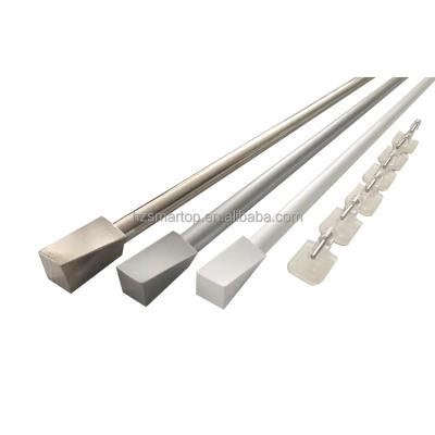 China Eco-friendly Metal Surface Curtain Windows Style Bathroom Curtain Rod Modern Single Rod Bathroom Curtain Rod for sale