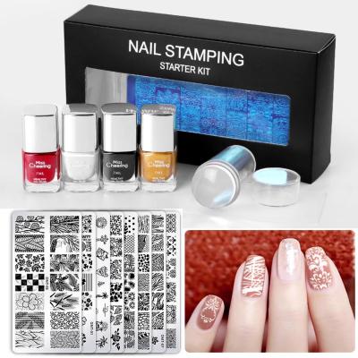 China DIY Nail Stamping Art Printer Tool New Design Nail Art Stamping Plates Set 3D Nail Template with Gel Polish Nail Art Stamp Kits for sale