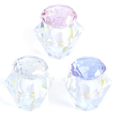 China Small Eco-friendly Crystal Pink Blue Clear Diamond Glass Acrylic Nail Dappen Dish For Decorations Room Home Decor for sale