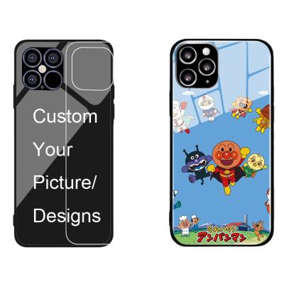 China Anti-fall Custom Personalized Printed Image Tempered Glass Mobile Cover Case For iPhone 12 Pro 13 Max for sale