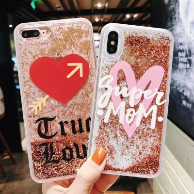 China Non-Toxic For iPhone Glitter Case Phone Case Glitter Liquid Water Phone Case Mobile Phone Bling Luxury for sale