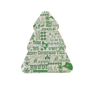 China Recycled Materials 155x190x48mm Customize Printing Christmas Tree Shape Wholesale Tin Box For Chocolate Or Christmas Gift Packaging for sale