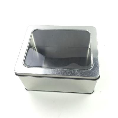 China New 154x125x80mm tin packaging box with window metal tea tin box for food packaging for sale