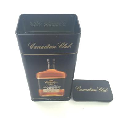 China High Quality Wholesale Black Rectangular Metal Tin Box Safety Tall Wine Tin Box For Wine Packing for sale