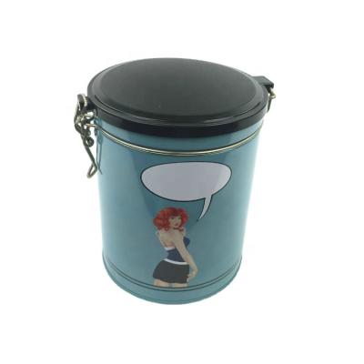 China Recyclable New Design Round Tin Can With Airtight Lid And Wire Closure System for sale