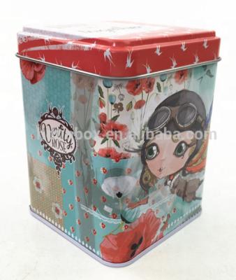 China Tea Square Tin Box For Tea Or Coffee Metal Tin Can Packaging for sale