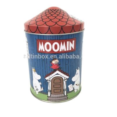 China Security Dia.10*15.5cm Custom Design Round Home Shape Tin Box High Quality Tin Box for sale