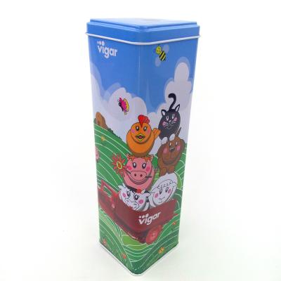 China Wholesale Recyclable Custom Design Square Tin Box Colorful Chocolate Packaging For Kids for sale