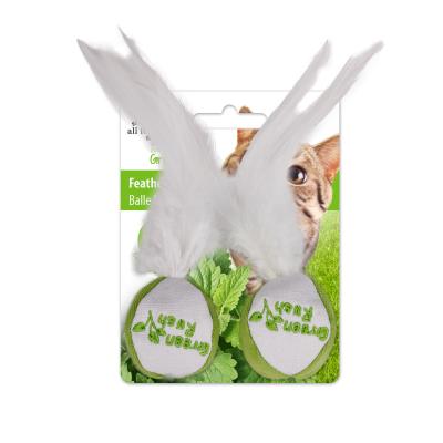 China All-For-Paws Catnip Feather Ball Viable Pet Cat Toys Mini Funny Playing Toys For Cats Kitten for sale