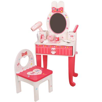 China Pretend Play Kids Pretend Makeup Toys Set Pretend Role Play Girls Makeup Toy for Kids with Tables and Stools for sale