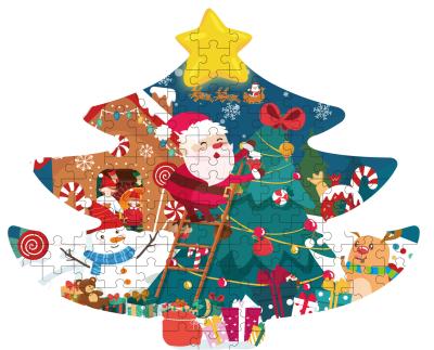 China 105pcs Christmas Tree Jigsaw Puzzle Christmas 2021 Paper Gifts for sale