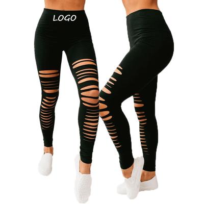 China Breathable Custom Logo Design Casual Women High Waisted Black Distressed Pantyhose Gaiters For Women for sale