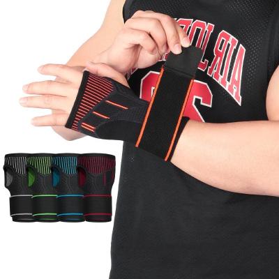 China Adjustable Elasticity Breathable Compression 3D Knitting Elastic Nylon And Spandex Thumb Opening Palm And Wrist Protection Brace for sale