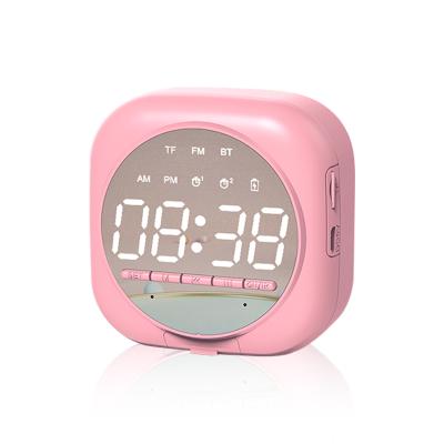 China Wireless Charger For Bass Wireless Stereo Speakers Mirror Portable Super Clock Alarm Clock Pink BT5.0 Mobile Phone Q12 Tooth Speaker Suppot TF Card Blue for sale