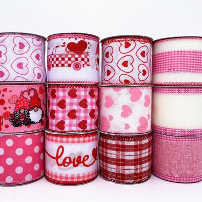 China 2022 New Product Recyled Customized Edge Burlap Ribbon Valentine's Day Cable Ribbon for sale