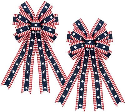 China In China Stock Wholesale Custom American National Day Ribbon Bow Cable Edge Hangs Independence Day Holiday Decoration Accessories for sale