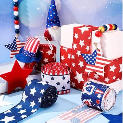 China High Quality Printed Eco-Friendly Polyester Festival Patriotic Ribbon for Garlands Trees Crafts Decorations for sale