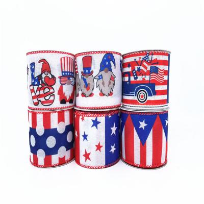 China High Quality Printed Eco-Friendly Polyester Festival Patriotic Ribbon for Garlands Trees Crafts Decorations for sale