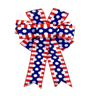 China In stock China Wholesale Custom American National Day Ribbon Bow Wired Edge Bows Independence Day Holiday Decoration Accessories for sale