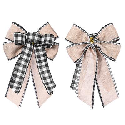 China Reusable Holiday Christmas Burlap Cable Edge Customized Ribbon for Wreath Craft Project Decoration Christmas Ornament Bow for sale