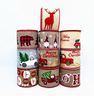 China Christmas or Christmas Gift Wedding Decoration or Birthday Gift Ribbon Polyester Fiber Christmas Viable Custom Printing Ribbon for sale