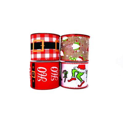 China Christmas or Christmas Gift Wedding Decoration or Birthday Gift Ribbon Polyester Fiber Christmas Viable Custom Printing Ribbon for sale