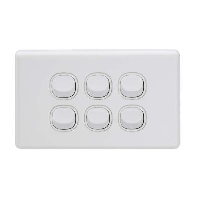 China PC Saa Approved Australia Standard 6 Slim Band 2 Way LED Light Customized Logo Brand Wall Switch for sale