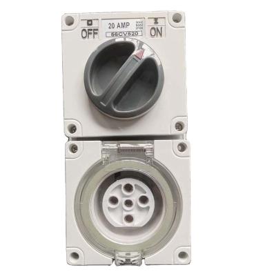 China IP66 Industrial Industrial Round Pins Switched Socket Outlet for sale