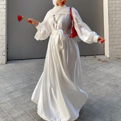 China Customized muslim dress luxurious modesty style thick satin silk abaya with hijab satin matte silk abaya pure color for sale