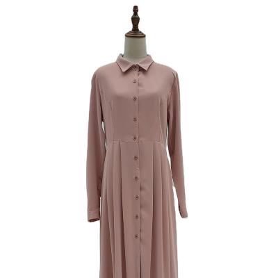 China 2022 Modest Fashion Women Islamic Clothing Muslim Dress Long Abaya Dress Breathable Front Button Long Dress for sale