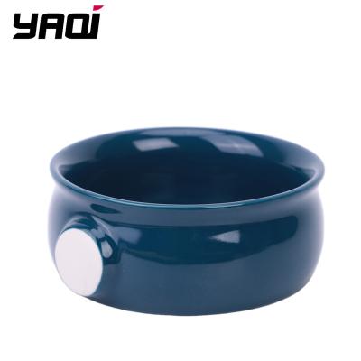 China Yaqi Dark Blue Color Ceramic Shaving Bowl For Men Shaving Brush Soap Bowl CB003 for sale