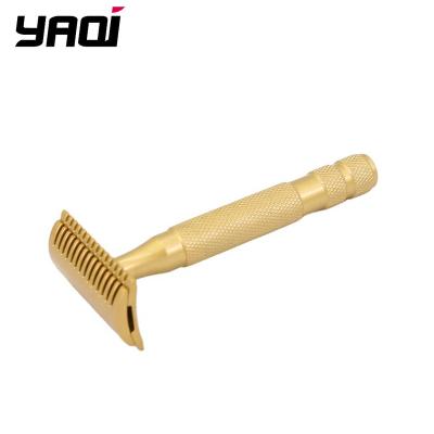 China Single Blade Yaqi Men Shaving Gold Color Disposable Double Edge Open Comb Safety Razor for sale