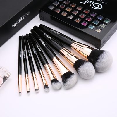 China Angular Blush Wholesale Yaqi Professional Private Label Makeup Eyeshadow Wooden Base Travel Cosmetic Soft Handle 8Pcs Prime Brush Kit for sale