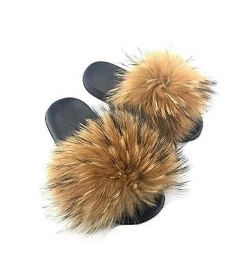 China FREE SAMPLE Fur Cushioning Slides Slippers For Outdoor Women Girls Fur Open Toe Furry Fluffy Slides Slippers Sandals for sale