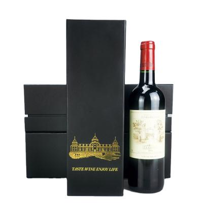 China Recycled Materials Wholesale Luxury Christmas Wine Bottle Gift Wrapping Paper Box Collapsible Black Magnetic Closure Folding Stain Paper Box for sale