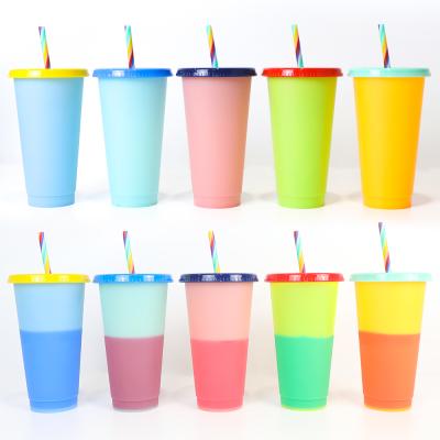 China Sustainable Hot Sale Mug Changes Color Transparent Plastic Color Changing Cups With Lid for sale