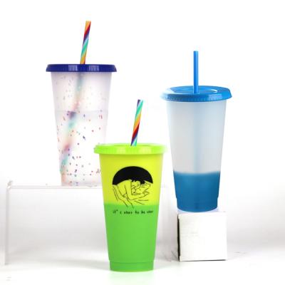 China Changing Mugs And Color Temperature Acceptable Reusable Plastic Cool Color Mugs Customized Viable Color Mugs for sale